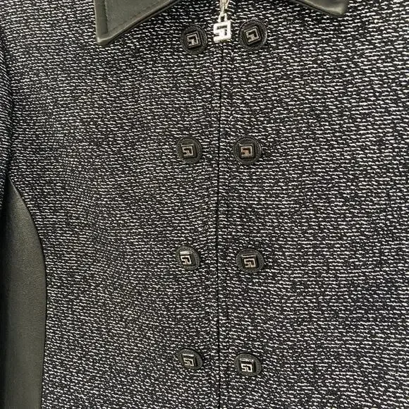 St. John Collection Gray Black Tweed Zip Jacket Leather Panels Size S - Picture 4 of 8